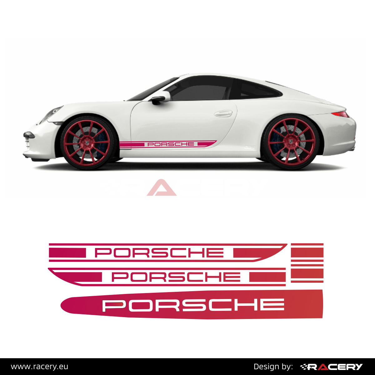 Naklejki boczne, pasy boczne Porsche Carrera 4S na maskę 2011 2012 2013 2014 2015