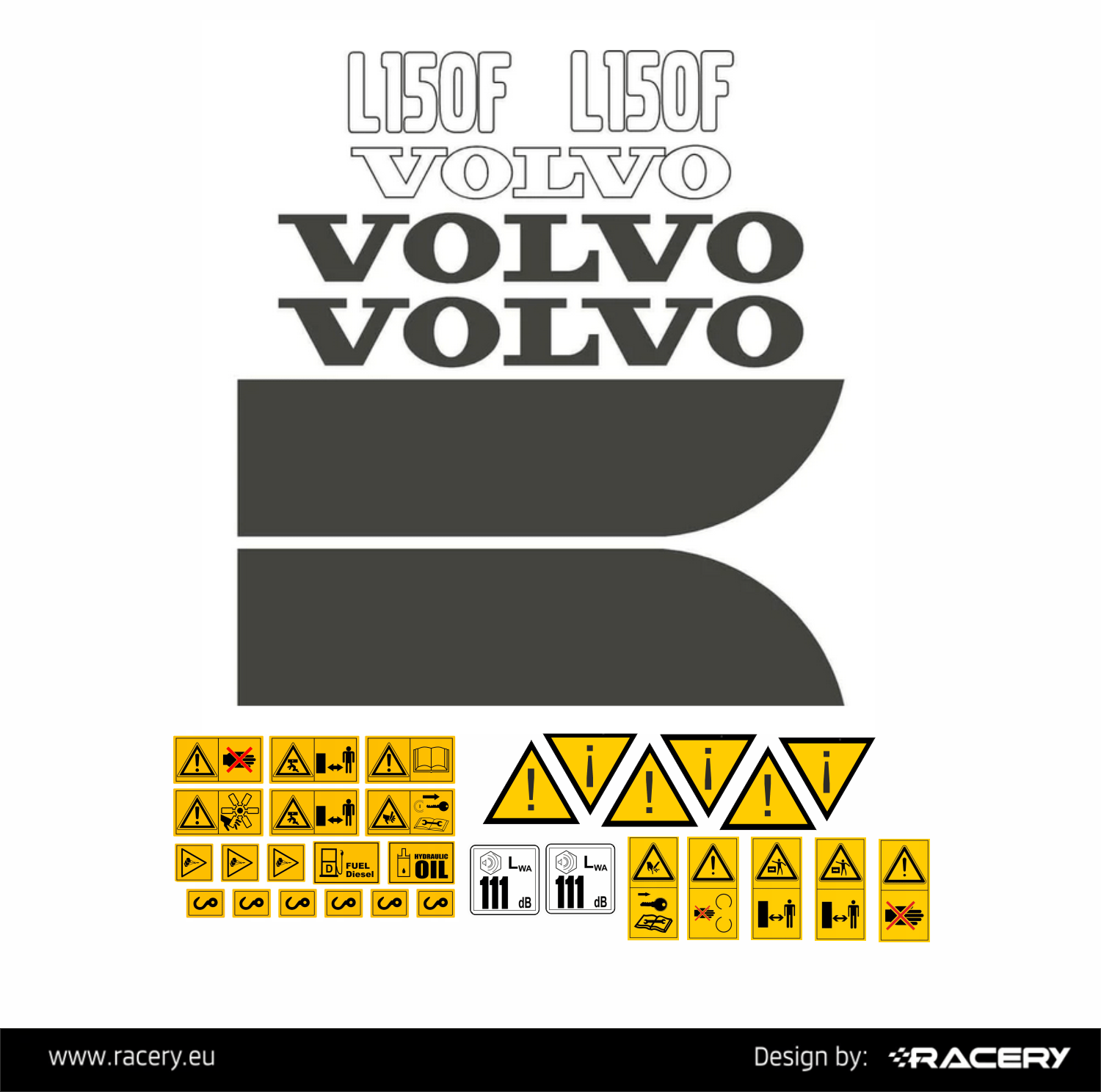 Naklejka na VOLVO L150F zestaw naklejek, wysoka jakość
