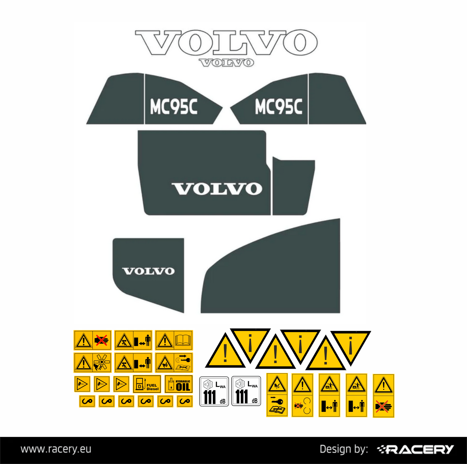 Naklejka na VOLVO MC95C zestaw naklejek, wysoka jakość