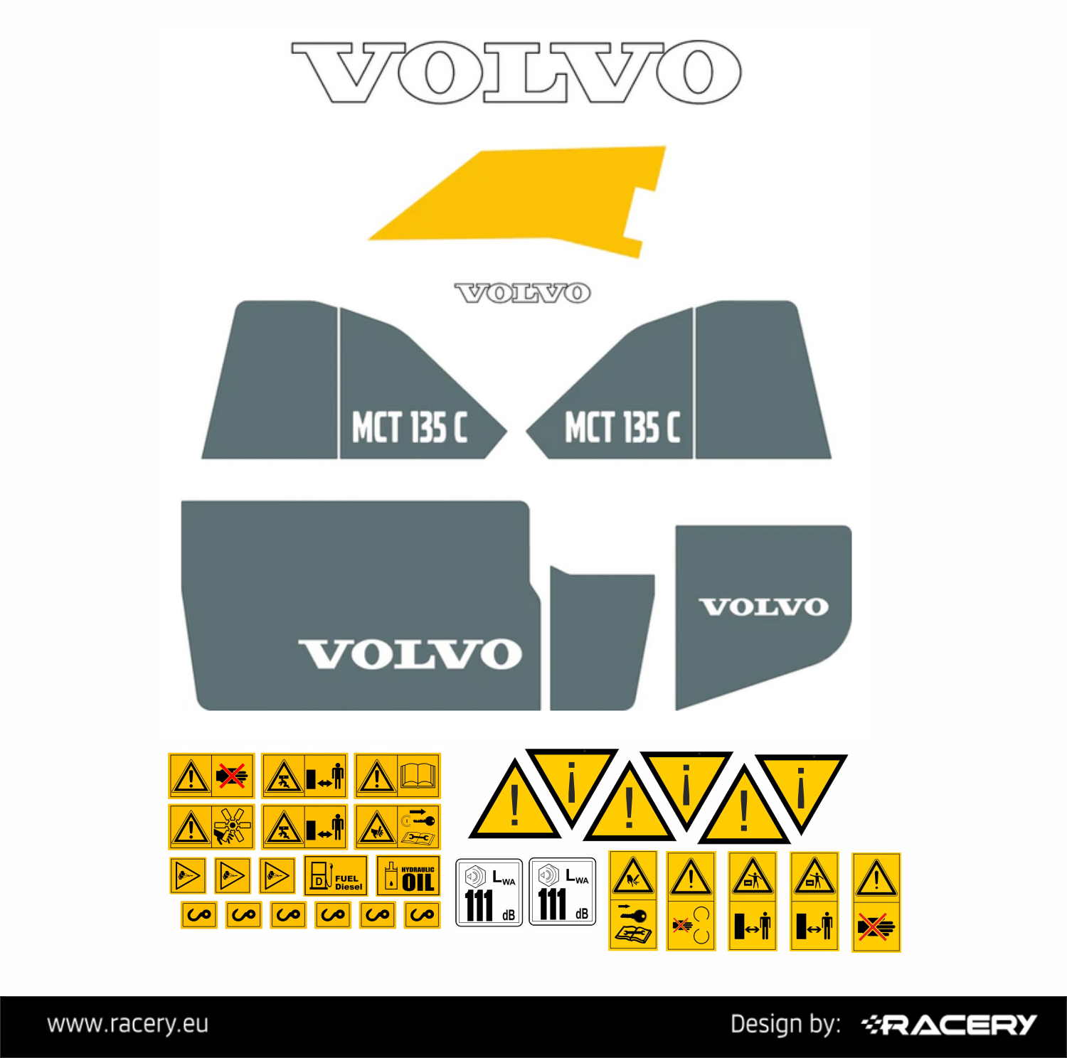 Naklejka na VOLVO MCT 135C zestaw naklejek, wysoka jakość