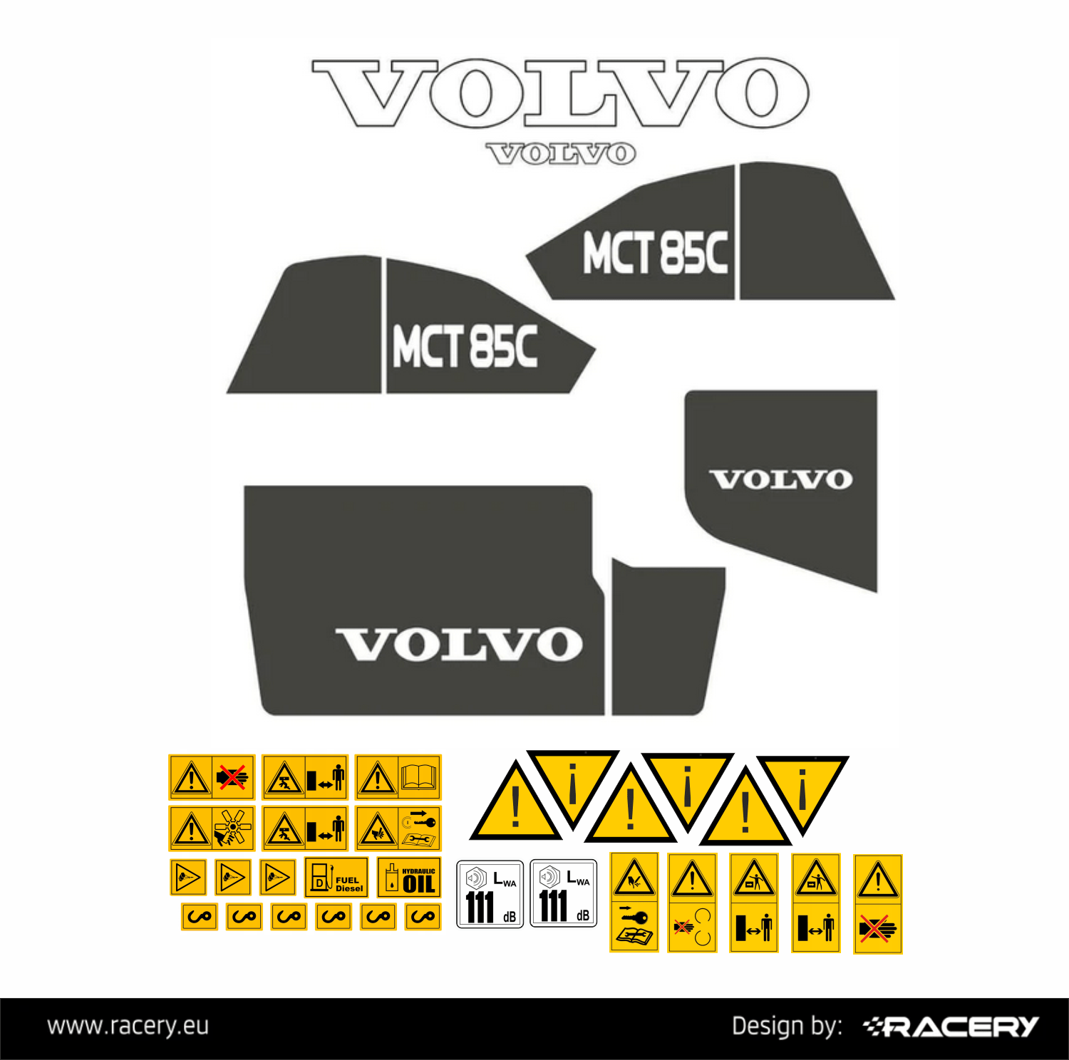 Naklejka na VOLVO MCT 85C zestaw naklejek, wysoka jakość