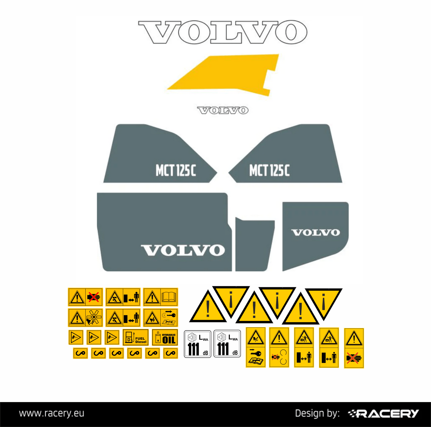 Naklejka na VOLVO MCT 125C zestaw naklejek, wysoka jakość
