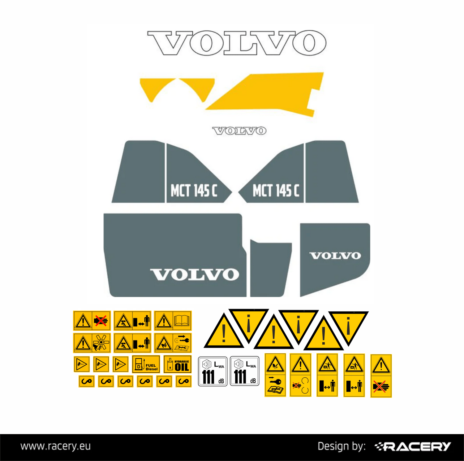 Naklejka na VOLVO MCT 145C zestaw naklejek, wysoka jakość