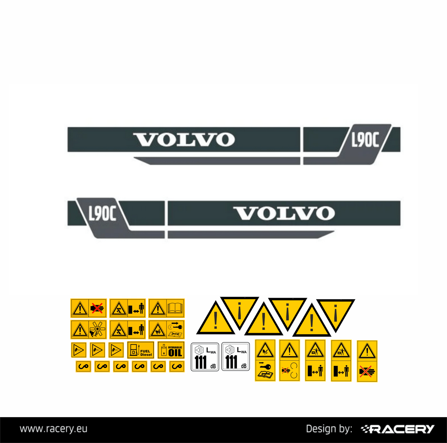 Naklejka na VOLVO L90C zestaw naklejek, wysoka jakość