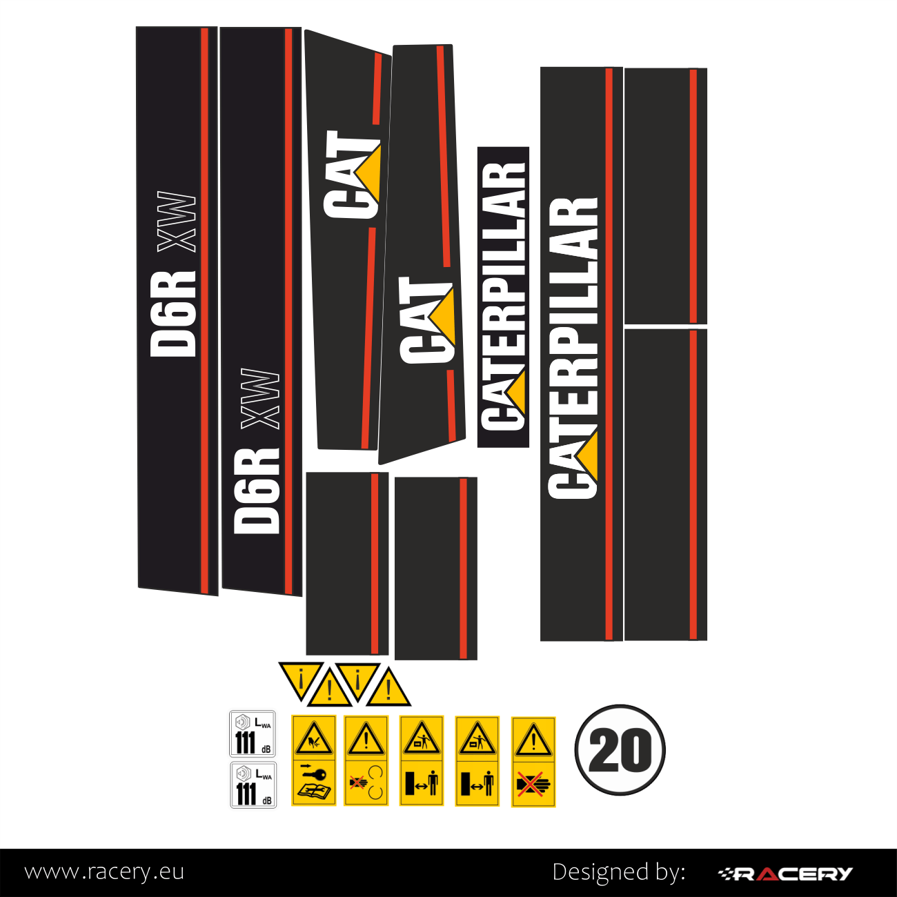 Naklejka na CAT D6R XW odporna na promienie uv