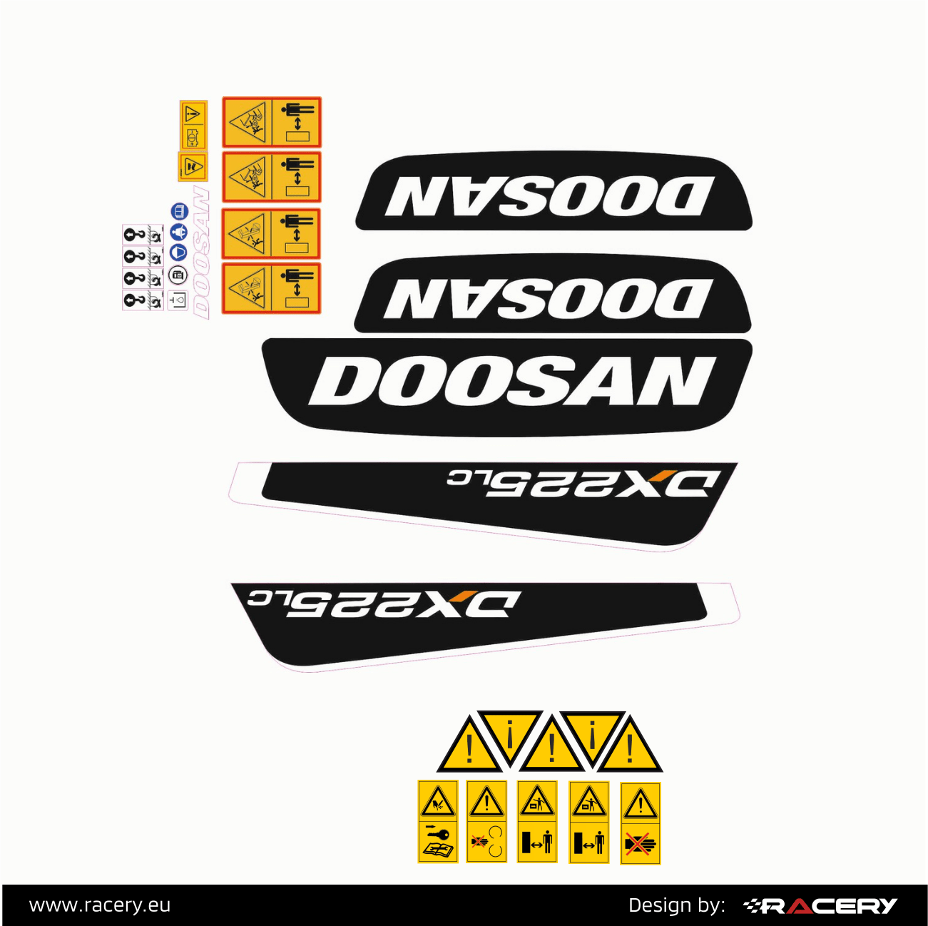 Naklejki na DOOSAN DX225LC zestaw naklejek
