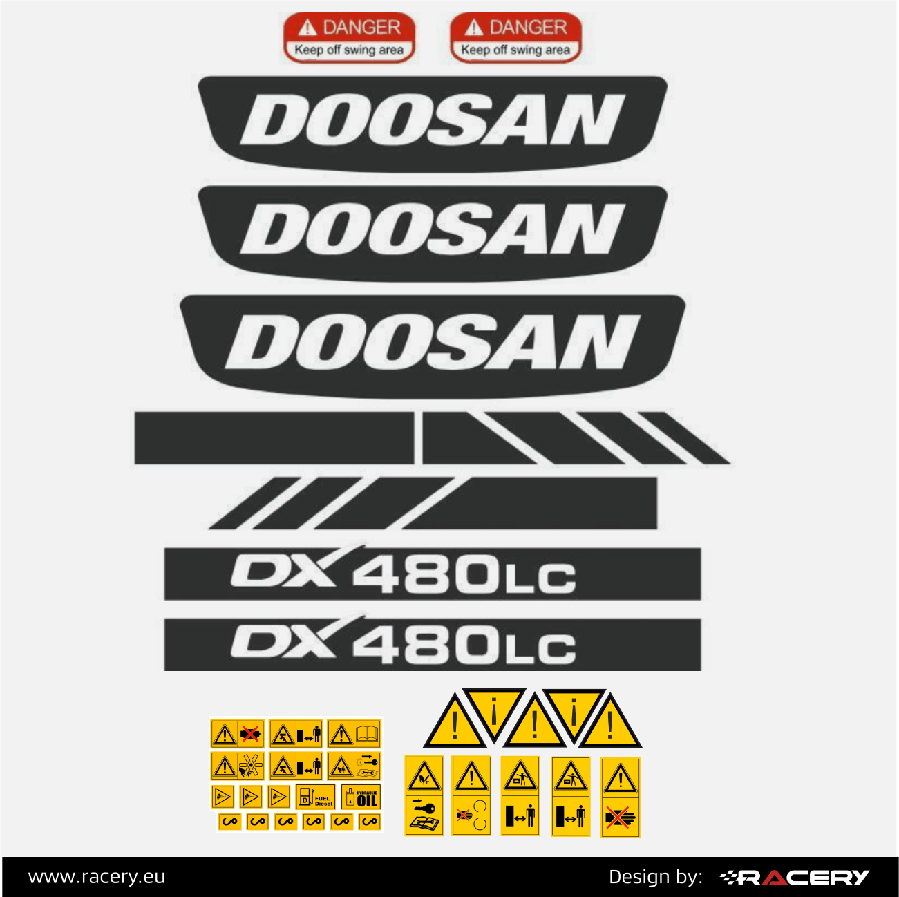 Naklejki na DOOSAN DX480 LC zestaw naklejek