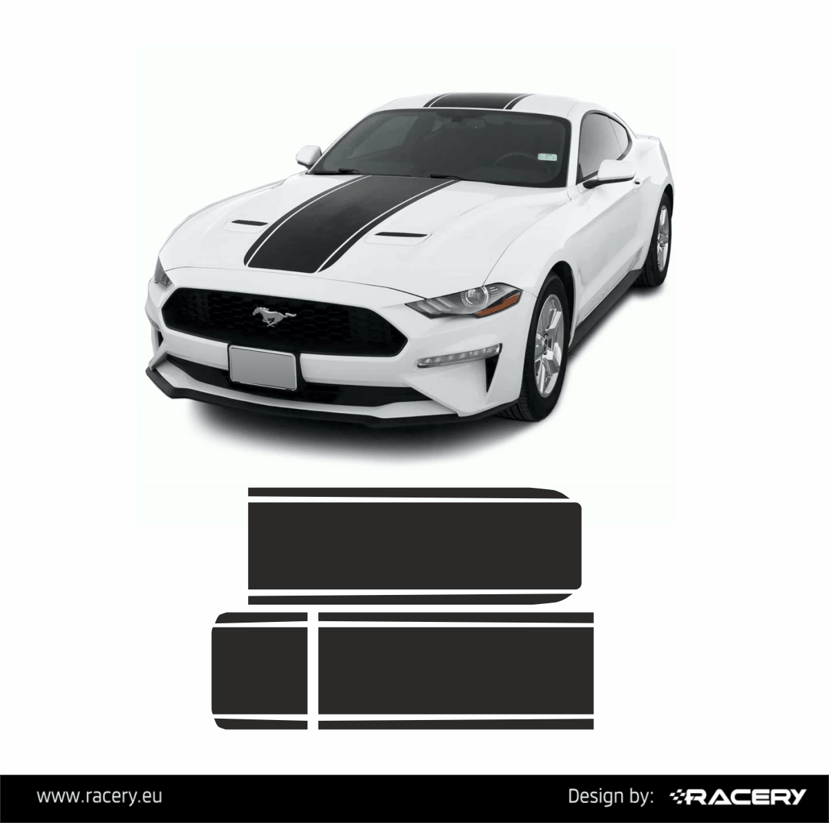 Ford Mustang S550 zestaw naklejek na maskę, dach i bagażnik