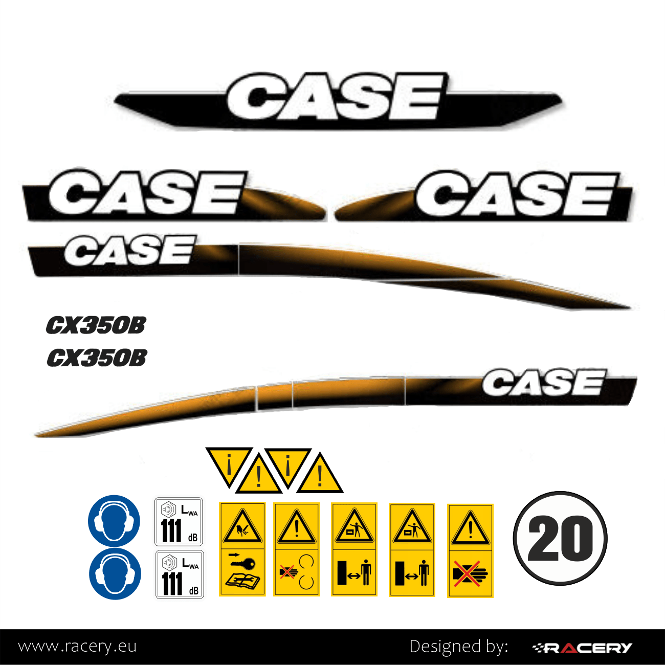 Naklejki na koparkę CASE CX350B zestaw naklejek