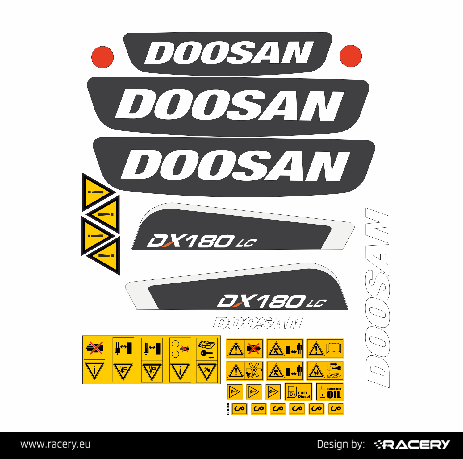 Naklejki na koparkę Doosan DX 180 LC 5 DX180LC-5