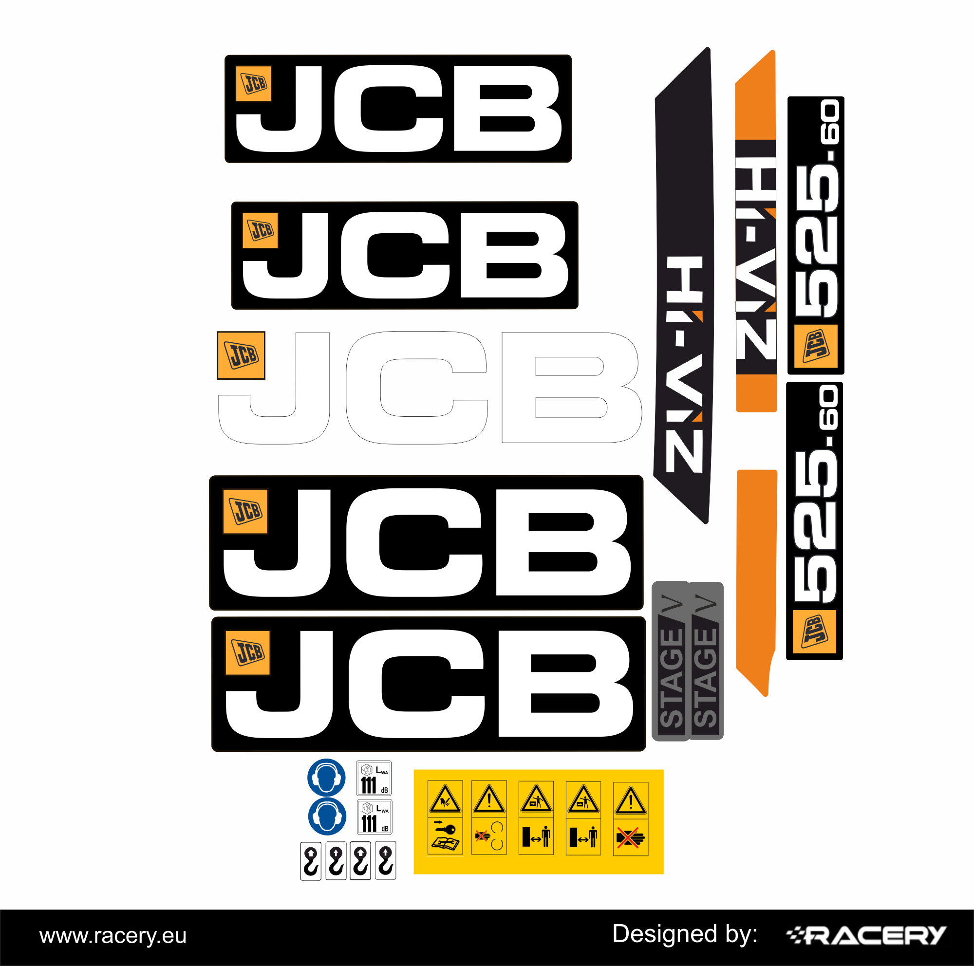 Naklejka na JCB 525-60 HVIZ decals kit odporna Uv