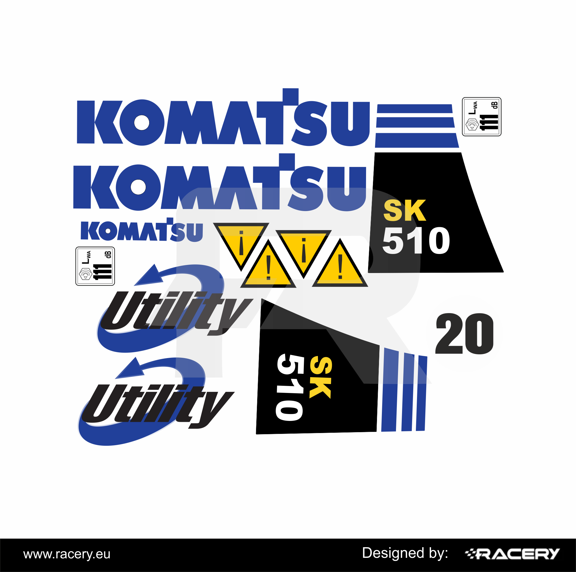 Naklejka na KOMATSU SK510 decals kit odporna uv