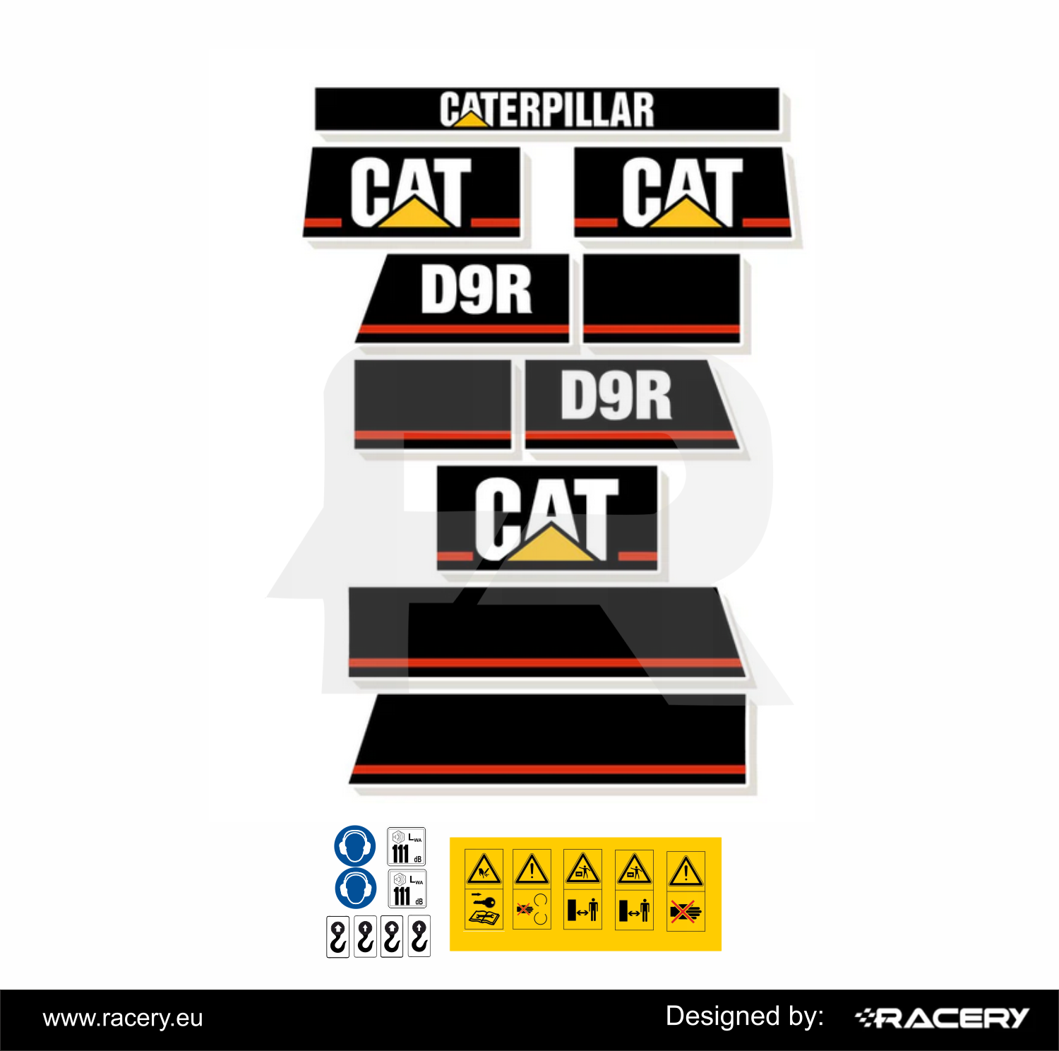 Naklejka na buldożer CAT D9R decals kit odporna uv