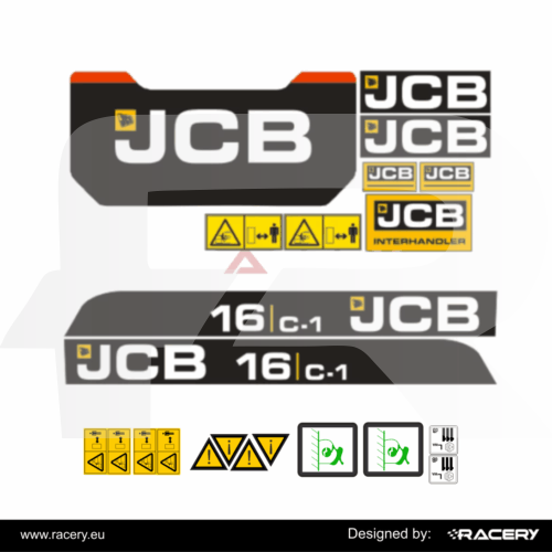 Naklejki na mini koparkę JCB 16 C1 C-1 odporna na wodę i UV