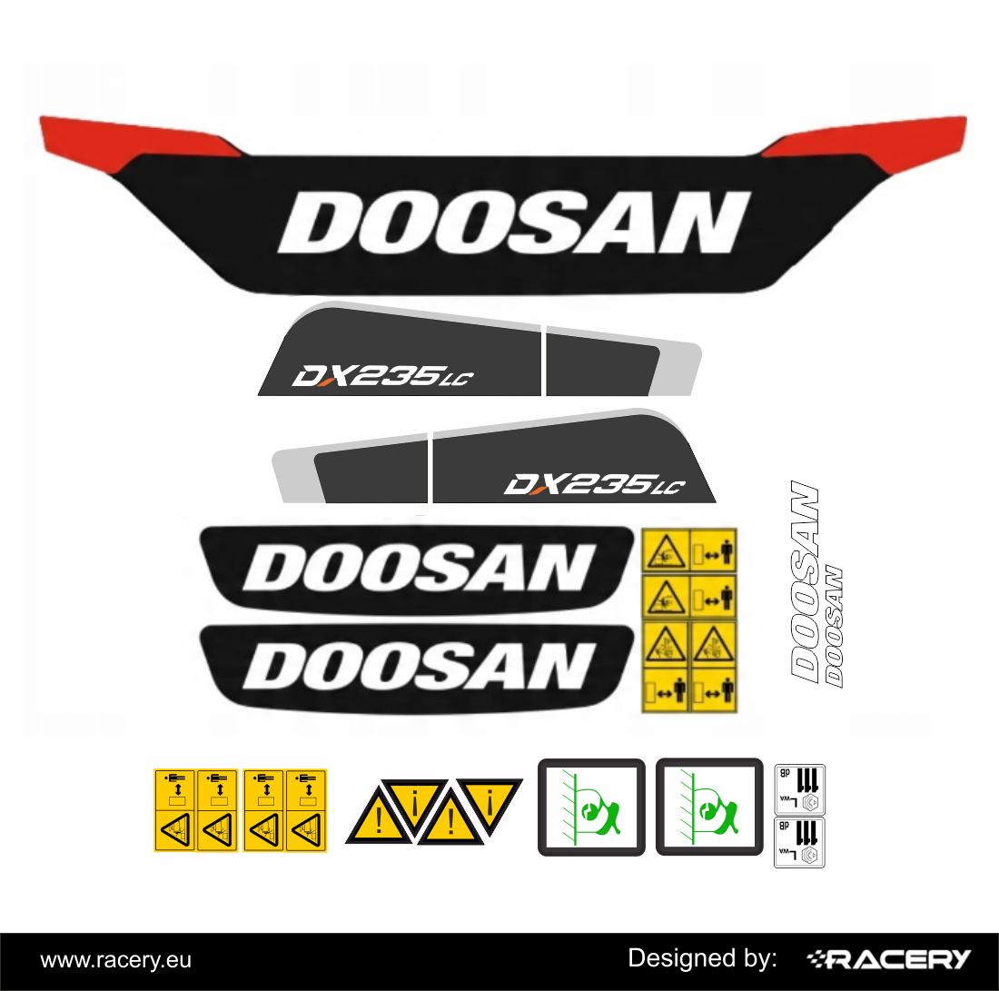 Naklejka na DOOSAN DX235 LC odporna uv