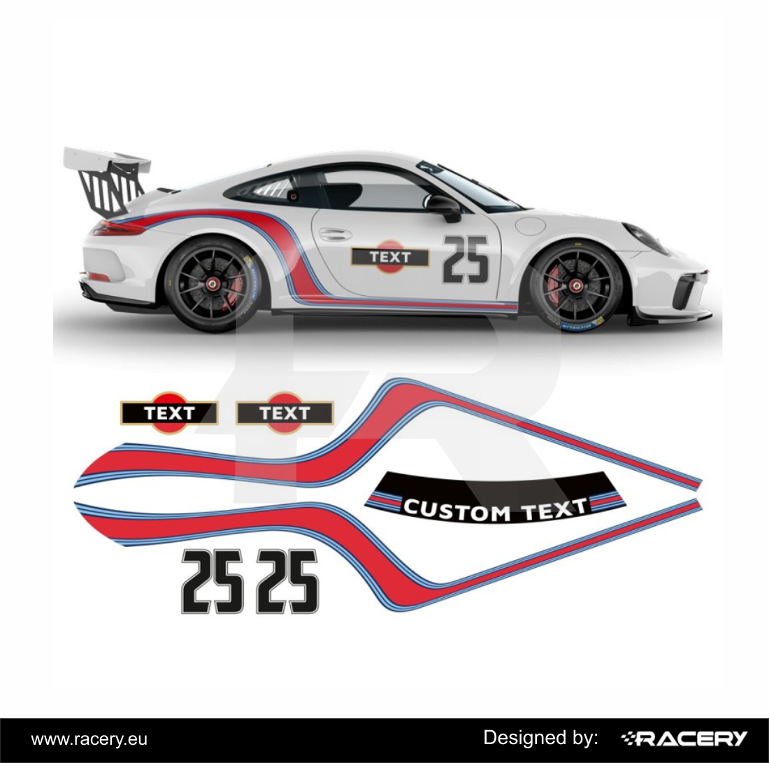 Pasy Martini na Porsche Carrera 911 ( 997, 991, 992) naklejka na auto - obrazek 2