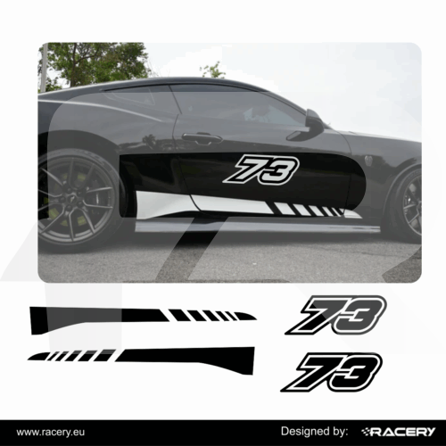 Ford Mustang 2023- Decals set pasy boczne + TWÓJ NUMER