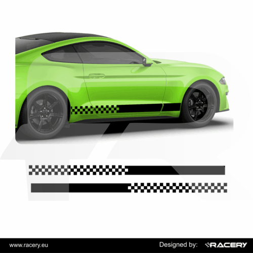 Naklejka pasy boczne szachownica na Ford Mustang S550