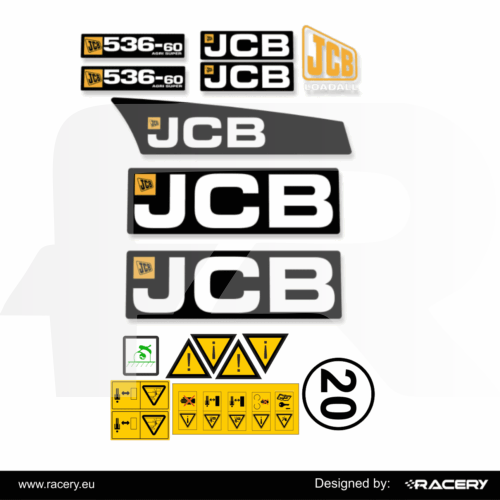 Naklejki na JCB 536 60 Agri Super zestaw na model 536-60