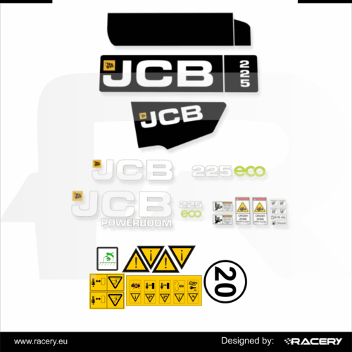 Naklejki na JCB 225 Eco zestaw na model Super eco