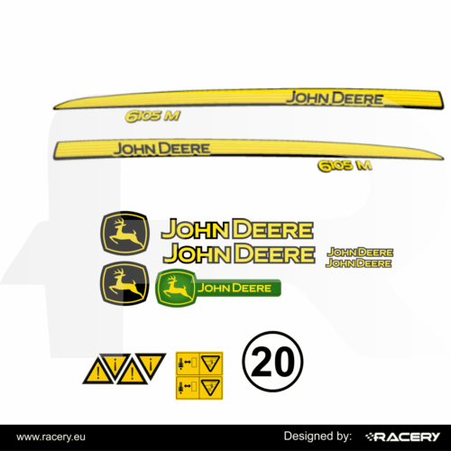 Naklejki na traktor John Deere 6105 M zestaw odporny model 6105M