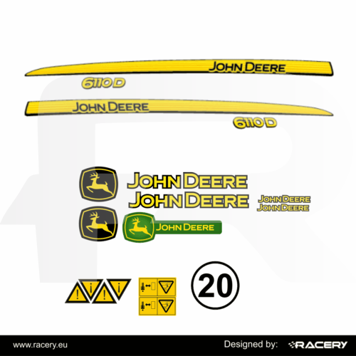 Naklejki na traktor John Deere 6110 D zestaw odporny uv