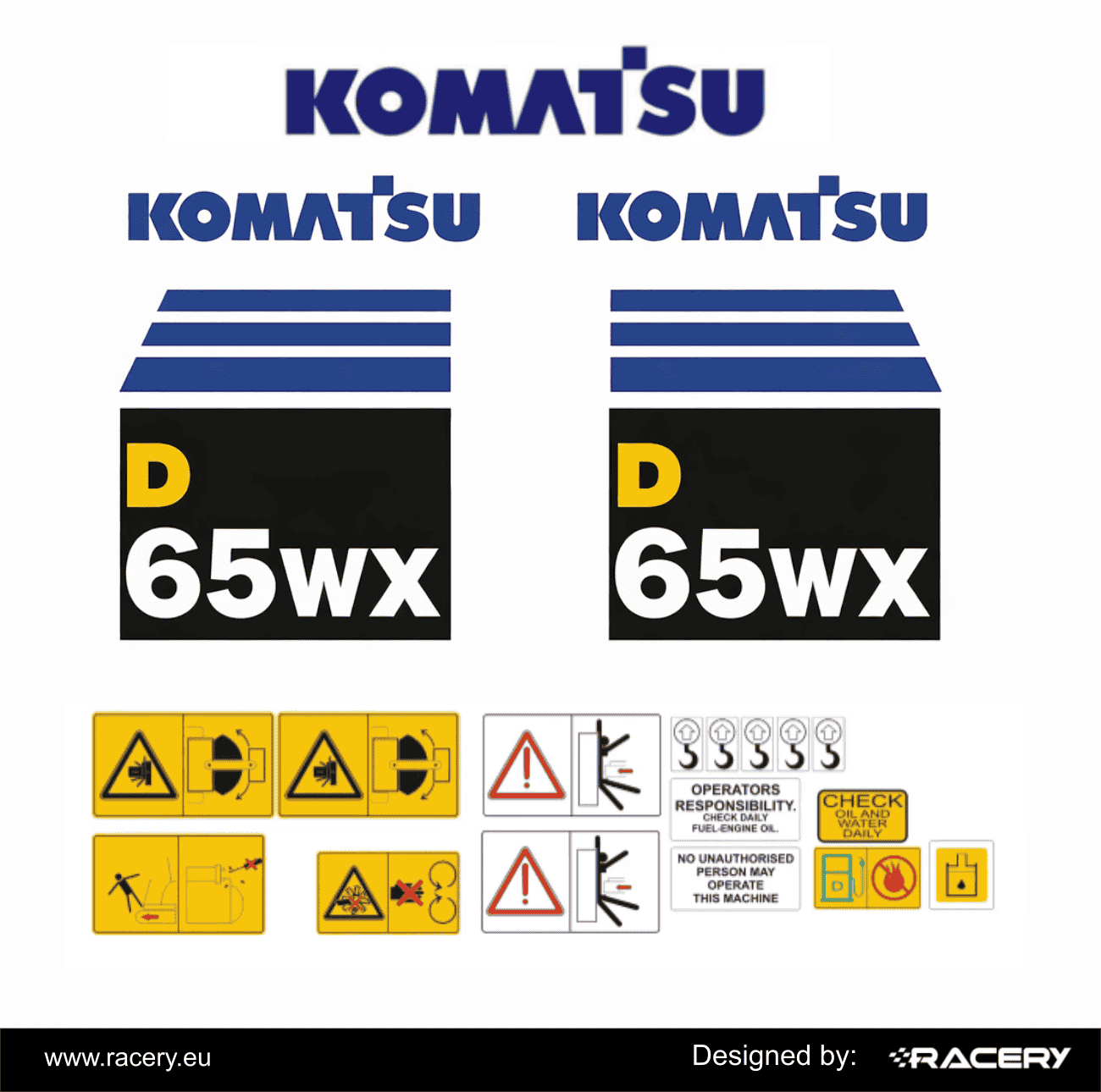 Naklejki na Komatsu D65WX model D65 WX odporne uv
