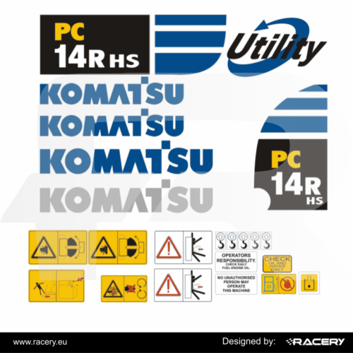 Naklejki na Komatsu PC14RHS  model PC 14 R HS wytrzymałe