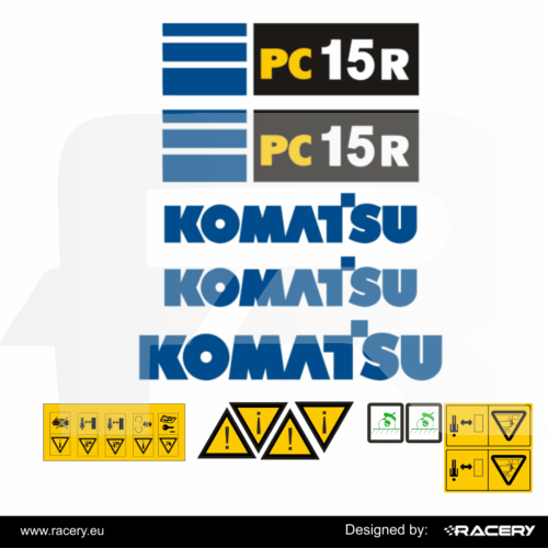 Naklejki na Komatsu PC15R  model PC 15 R wytrzymałe