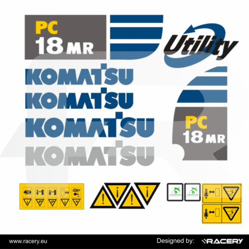 Zestaw naklejek na Komatsu PC18MR model PC 18 MR wytrzymałe