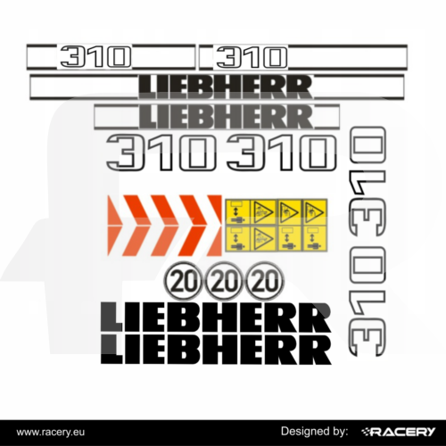 Naklejki na koparkę Liebherr A 310 odporne, zestaw naklejek