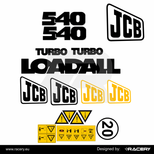 Naklejki na JCB 540 zestaw na stary model 540 rok 1996