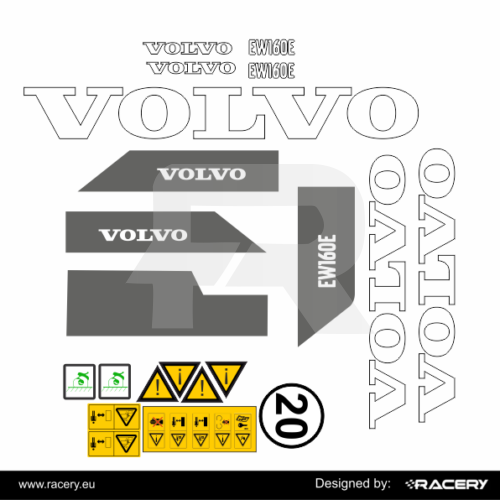 Naklejki na koparkę Volvo EW160E na model EW 160 E