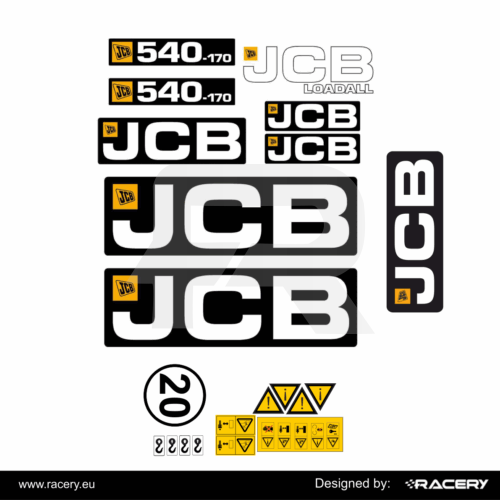 Zestaw naklejek na JCB 540-170 na model 540-170 wersja 2, 2012-2015