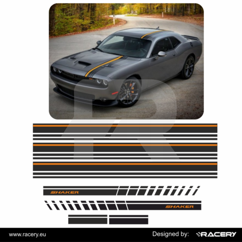 Naklejki na Dodge Challenger shaker + pasy boczne