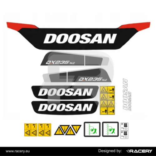 Naklejka na Doosan DX235 NLC, zestaw naklejek na DX 235 NLC