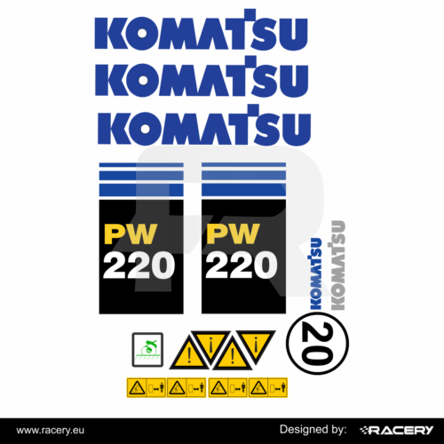 Naklejki na Komatsu PW220-7, zestaw na maszynę PW 220