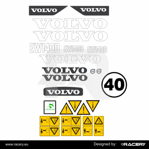 Naklejki na koparkę Volvo EW140D zestaw pasujący na EW 140 D