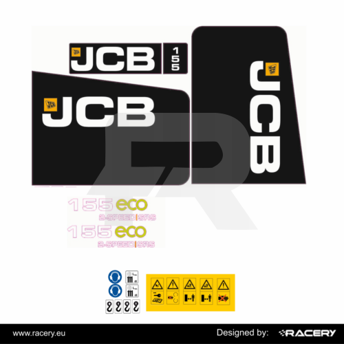 Zestaw naklejek na JCB 155 ECO, odporne naklejki na ładowarkę