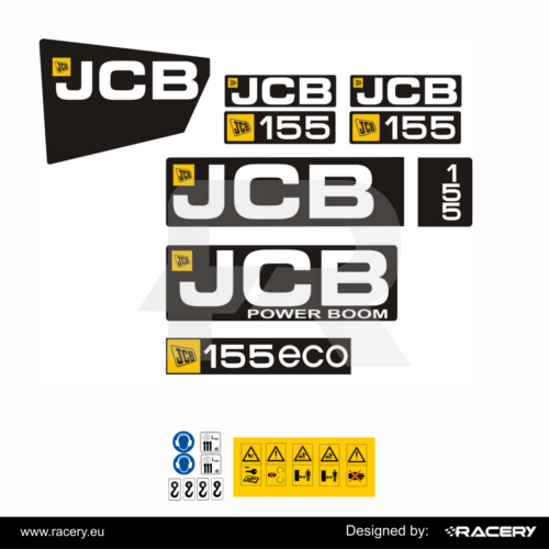 Zestaw naklejek na maszynę JCB 155 Powerboom stary, odporne naklejki UV