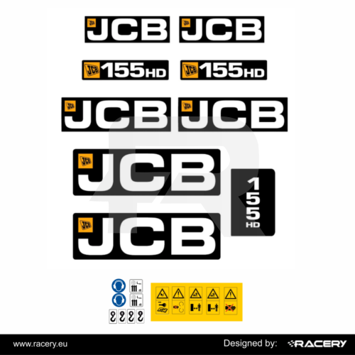 Zestaw naklejek na maszynę JCB 155 HD, odporne naklejki UV
