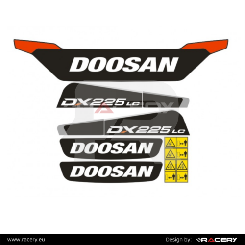 Naklejki na Doosan DX225 LC7, zestaw naklejek na koparkę DX 225 LC-7