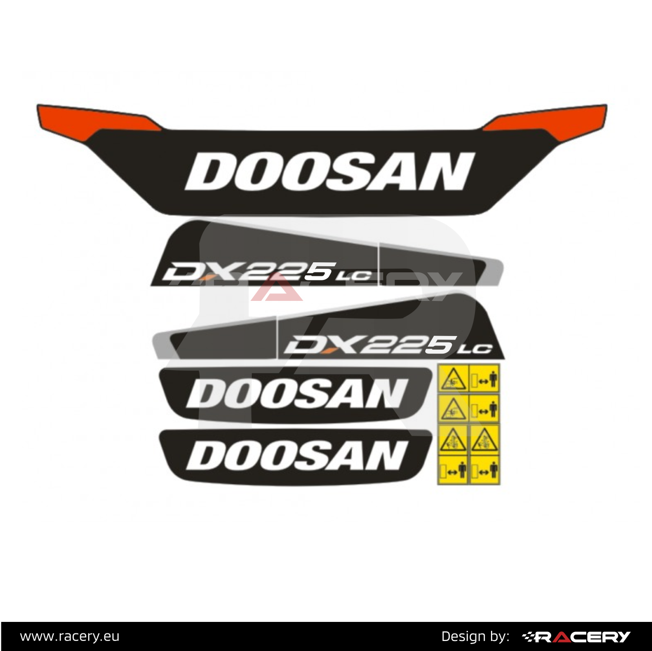 Naklejki na Doosan DX225 LC7, zestaw naklejek na koparkę DX 225 LC-7