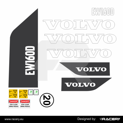 Naklejki na koparkę Volvo EW160D model EW 160 D (2012-2016)