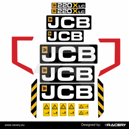 Zestaw naklejek na JCB 220X LC (2018-2020), zestaw na model 220 X lc