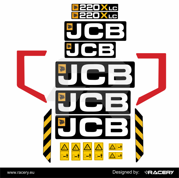 Zestaw naklejek na JCB 220X LC (2018-2020), zestaw na model 220 X lc